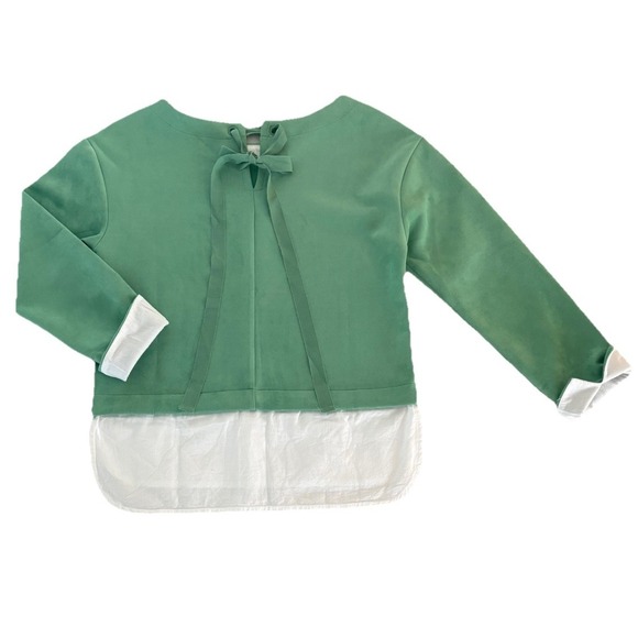 United Colors Of Benetton Tops - United Colors of Benetton White & Chic Green Effortless Layered-look Back Bow SM